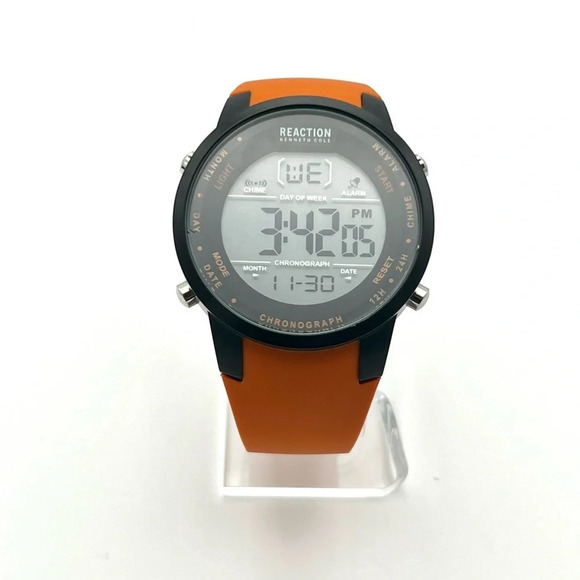 Kenneth Cole Reaction Grey, Black and Orange Mens Watch Working - Picture 1 of 9